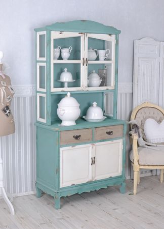 Armoire Buffet De Style Maison De Campagne En Bois Blanc, Avec Portes Et Tiroirs