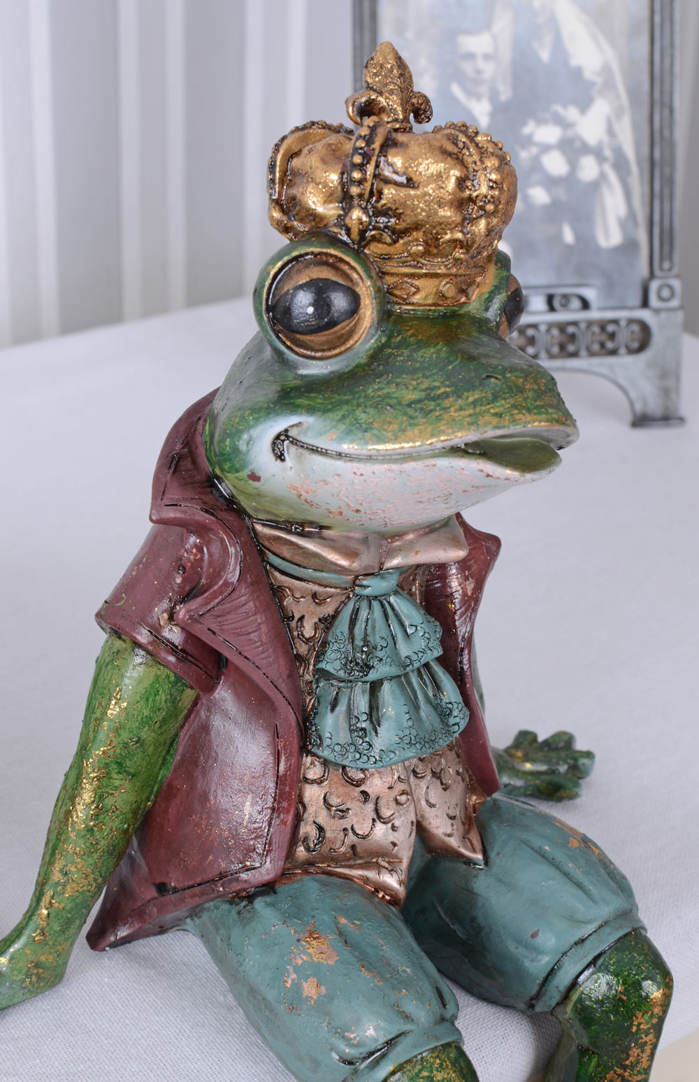 Froschfigur Kantenhocker Frosch mit Krone Kantensitzer Märchen Frosch Barock neu