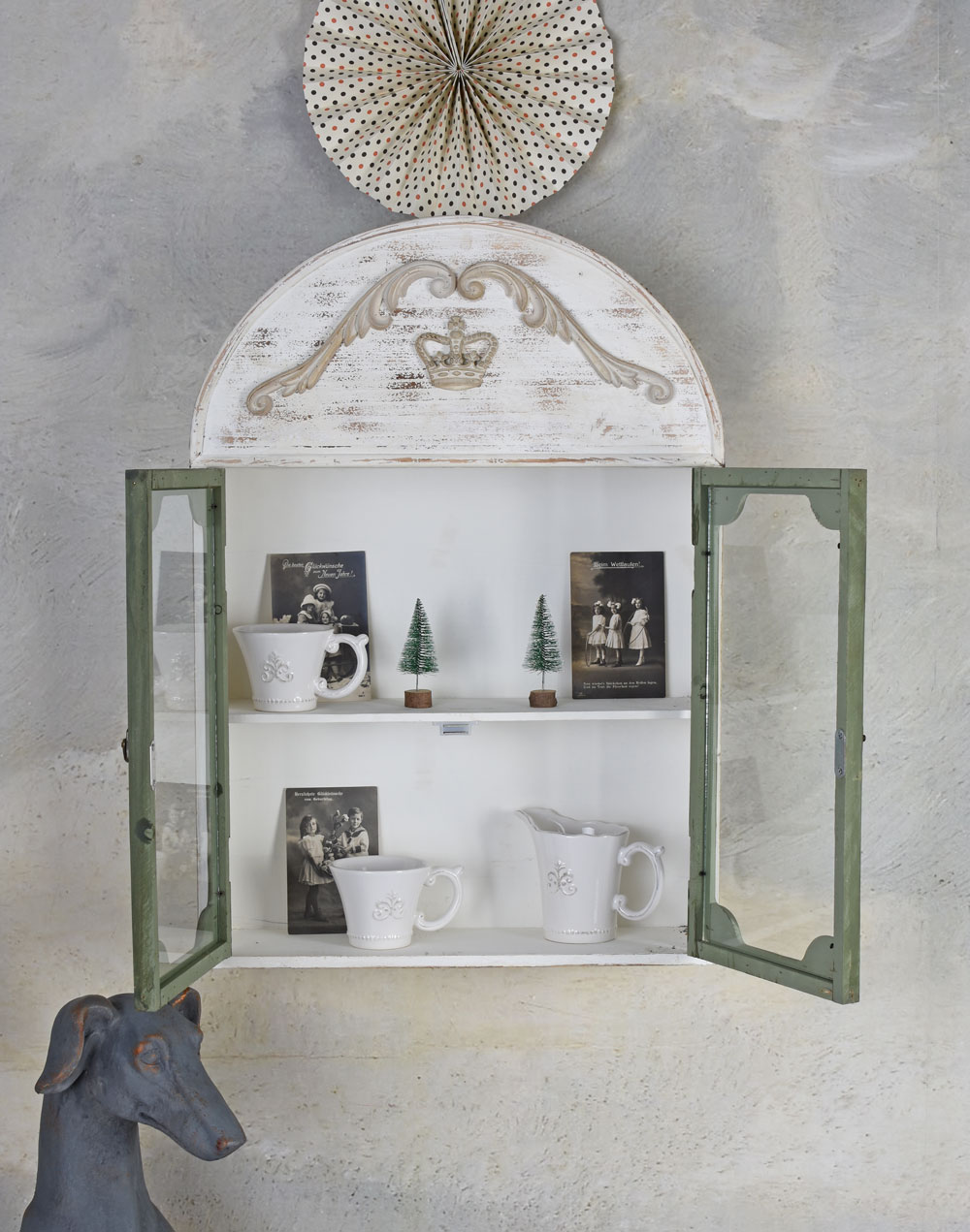 Hängevitrine Shabby Chic Wandschrank Wandregal Medizinschrank Antik