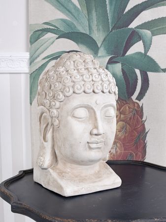 Gartenfigur Buddha Kopf Asien Büste Tempelwächter China Skulptur Buddhafigur