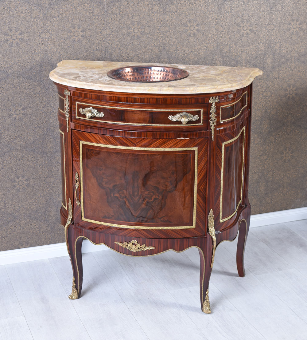 Waschbecken mit Unterschrank Barock Waschtisch Antik Badmöbel Gäste