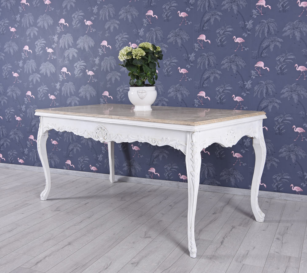 Esstisch Marmorplatte Tisch Weiss Esszimmertisch Shabby Chic 180cm