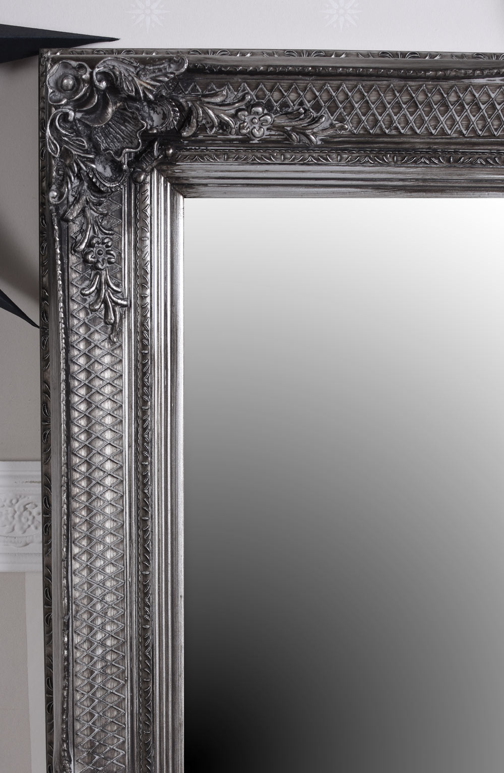 Baroque Wall Mirror Deco Mirror Antique Bathroom Mirror Silver Dressing