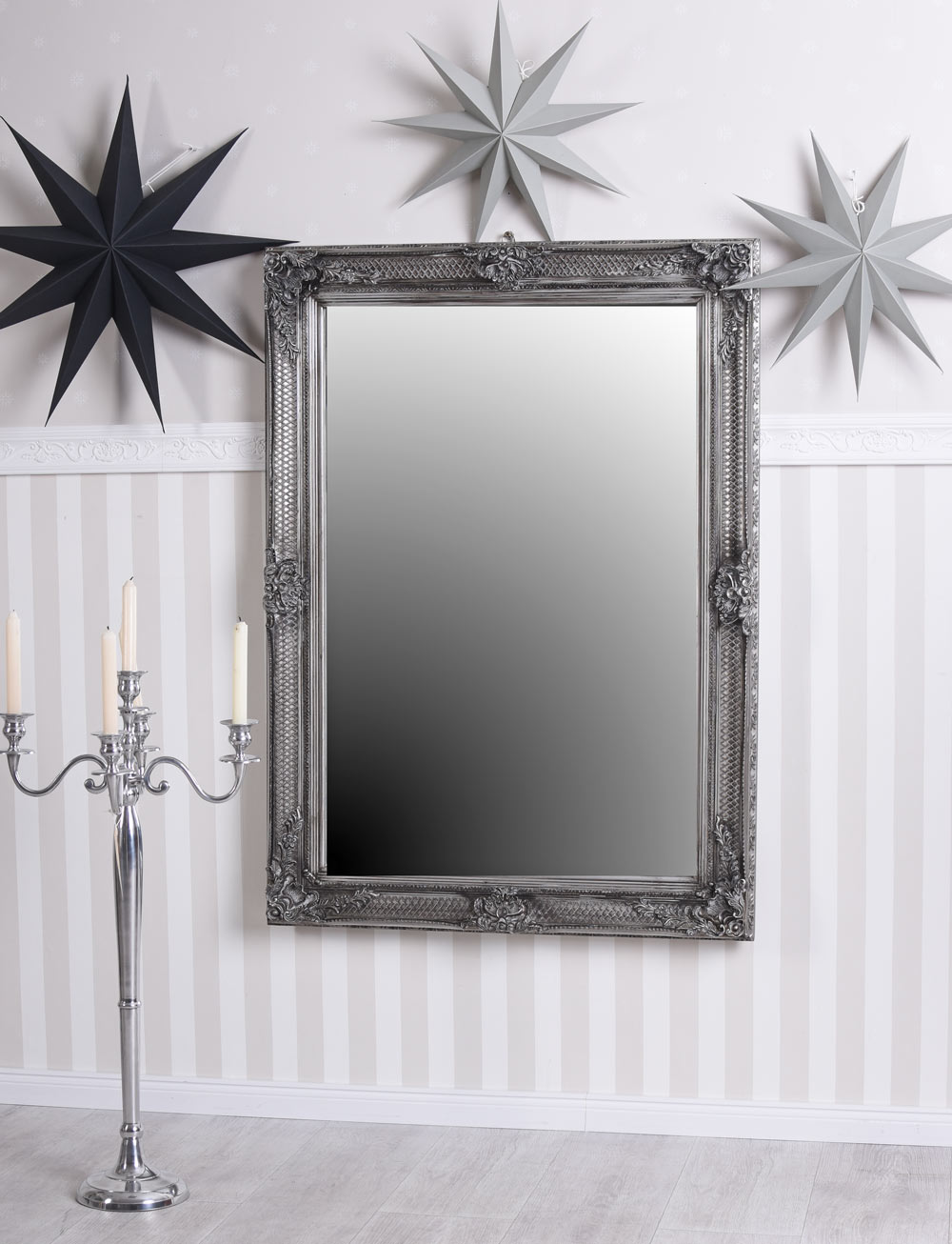 Baroque Wall Mirror Deco Mirror Antique Bathroom Mirror Silver Dressing