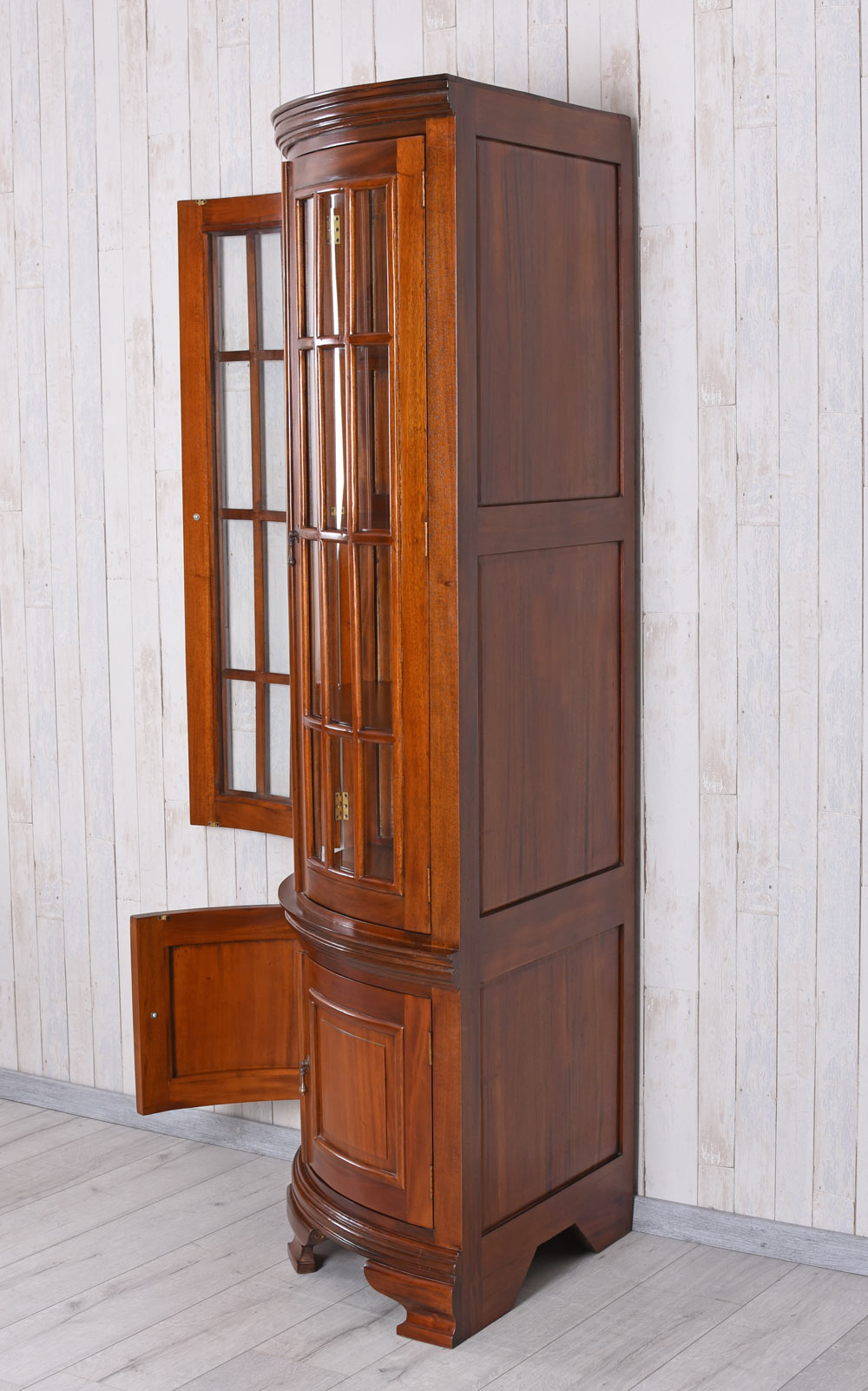 Vitrina de Esquina Caoba Armario Rinconera Madera Maciza Biblioteca