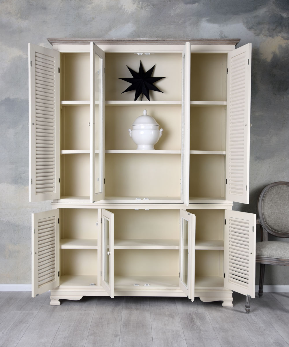 Vitrine Holzschrank Weiss Geschirrschrank Bücherschrank Küchenschrank