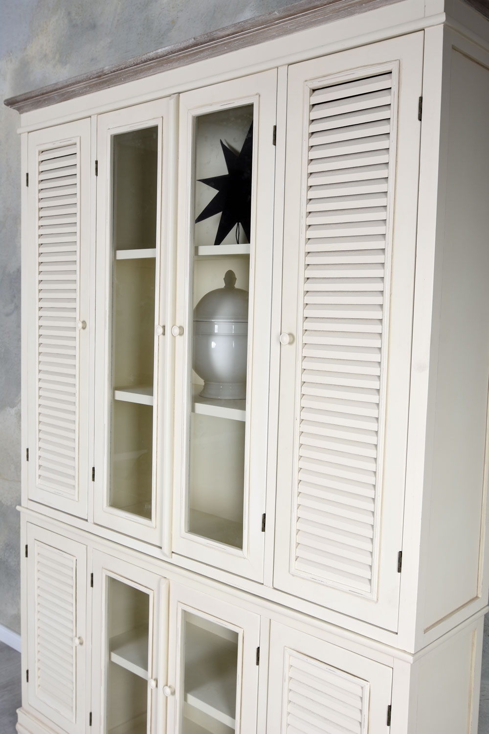 Vitrinenschrank Wohnzimmer Schrank Landhausstil Vitrine Standregal