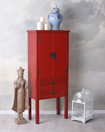 Hochzeitsschrank Vintage Schrank chinesische Möbel Kommode Weiss Nachtkonsole