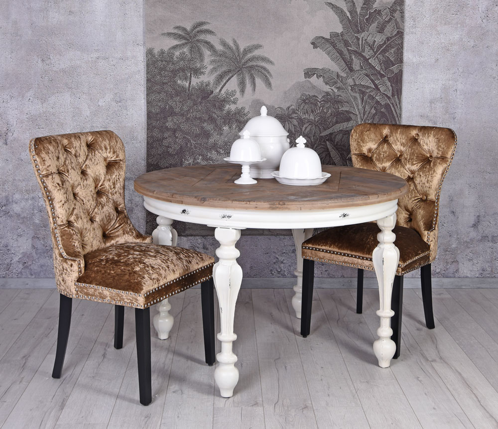 Silla Del Comedor Terciopelo Oro Tapizada Lujo Samtsessel de Salón