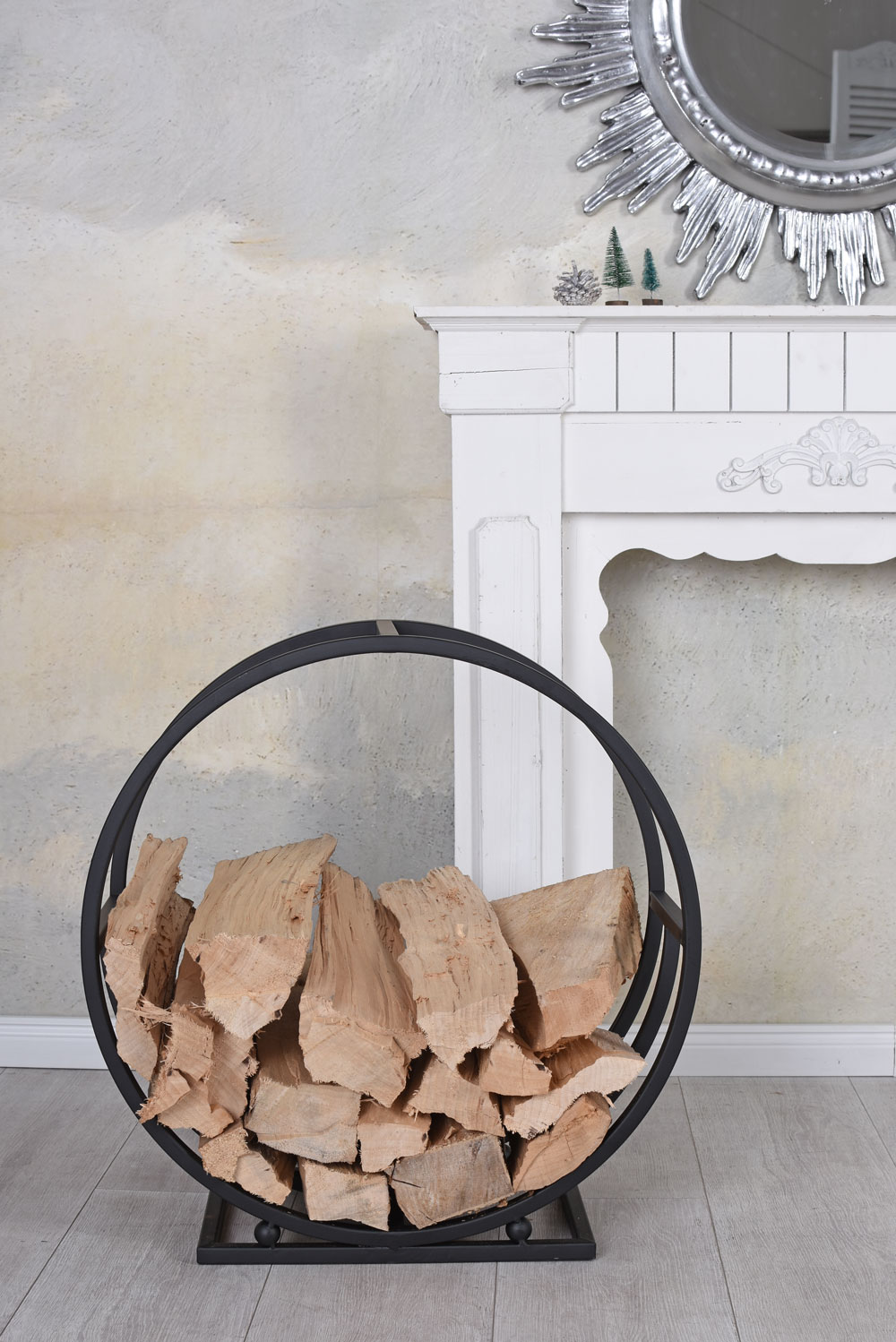 Kaminholzregal rund Holzkorb Brennholzregal Feuerholzständer 57cm