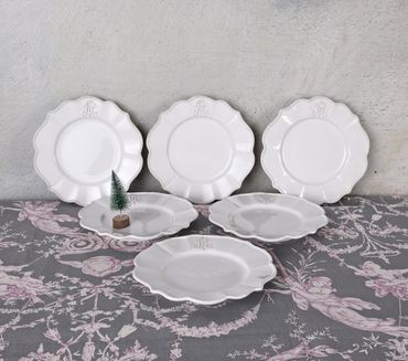 6er Dessertteller 20cm Landhaus Geschirr Kuchenteller Weiß Porzellanteller Tafel