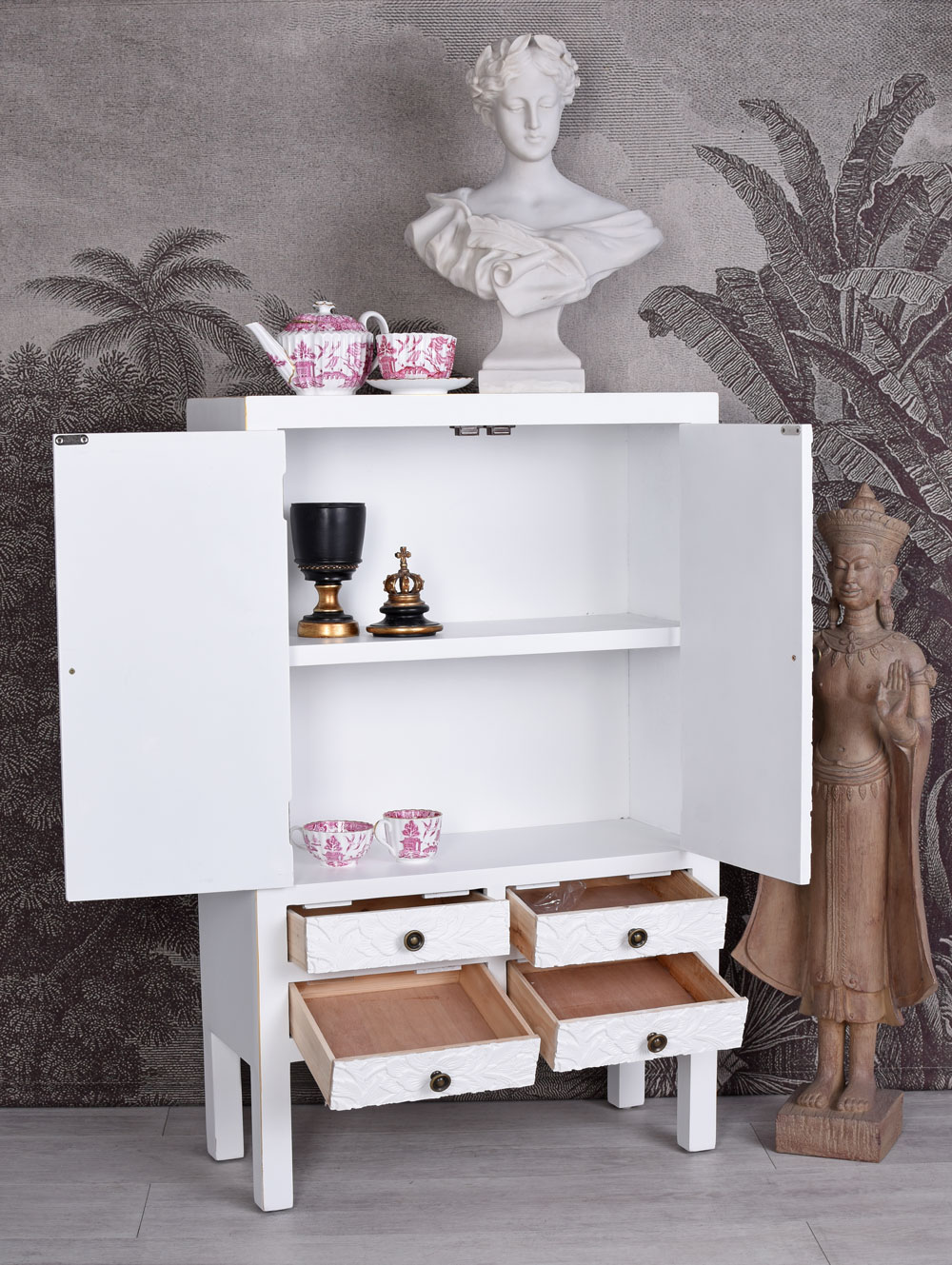 Planches Armoire Blanc Armoire Vertiko vos sculptures Armoire à linge