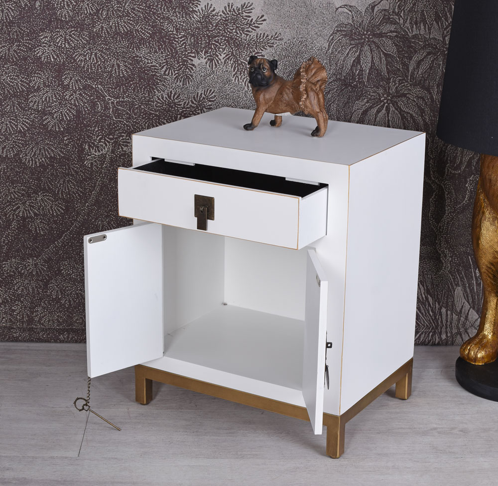 Nachtschrank chinesischer Hochzeitsschrank Weiss Nachtkonsole Nachtkommode Asien