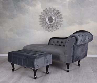 Divano CHESTERFIELD 3 posti in velluto Grigio | Leroy Merlin