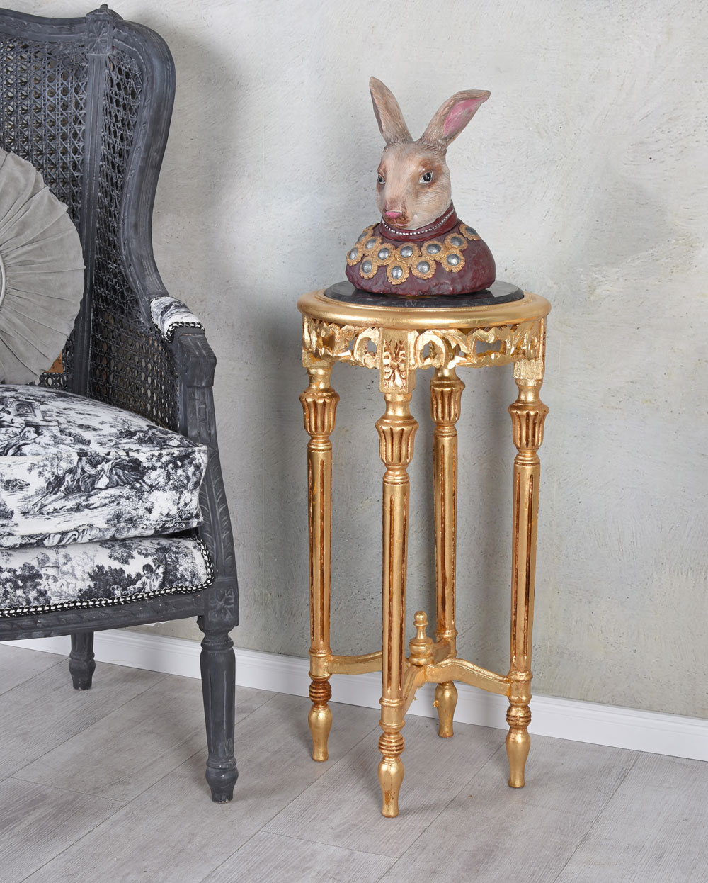 Telefontisch Marmor Blumensäule Blumentisch Beistelltisch Holz Gold