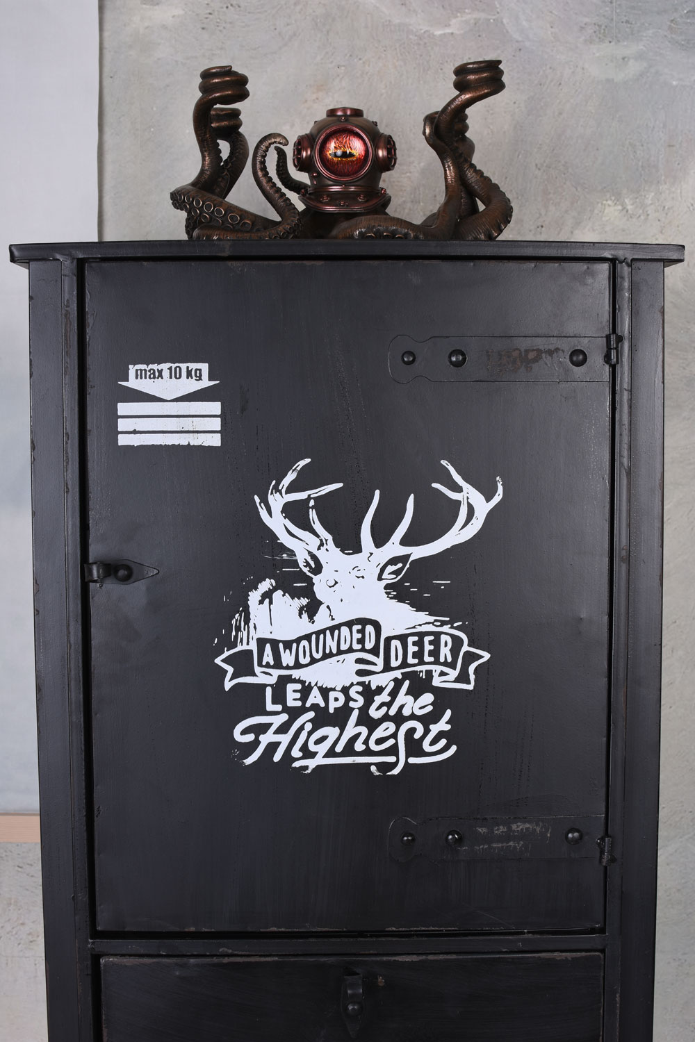 Loft Highboard Metallschrank Schwarz Hochschrank Industrie Möbel