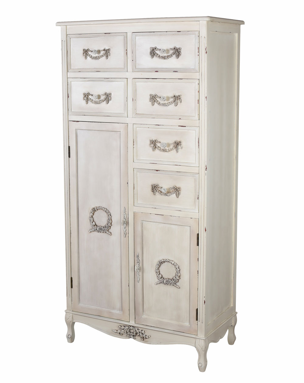 Hochschrank Rokoko Wäscheschrank Hochkommode Antik Kommode Shabby