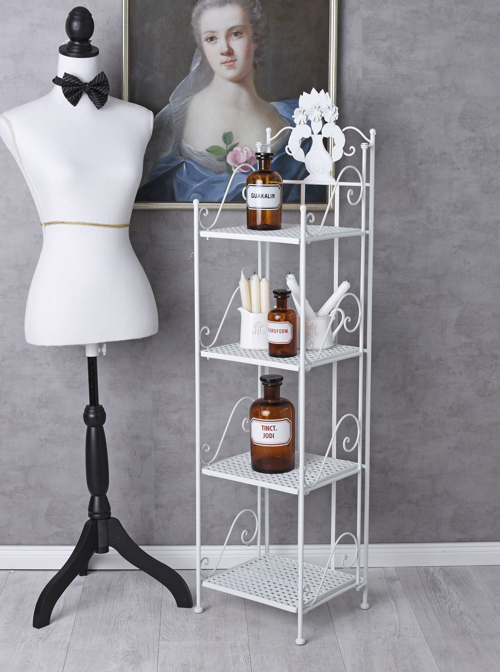 B Ware Badezimmer Landhaus weiss Regal Antik Eisenregal shabby chic | eBay