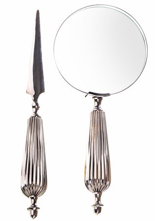 Set Da Scrivania Hemingway House | Lente D'Ingrandimento Da Lettura E Tagliacarte | Argento Con Manico Decorativo | Vetro 10 Cm | Regalo Elegante