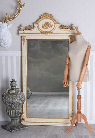 MIROIR MURAL ANTIQUE Miroir à Colonne Or Miroir Baroque Miroirs Psychés 204cm EUR 655,45 - FR
