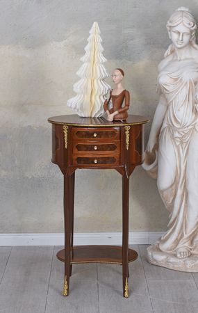 Commode Baroque Rokoko En Bois Massif – 3 Tiroirs, Marron, Style Ancien