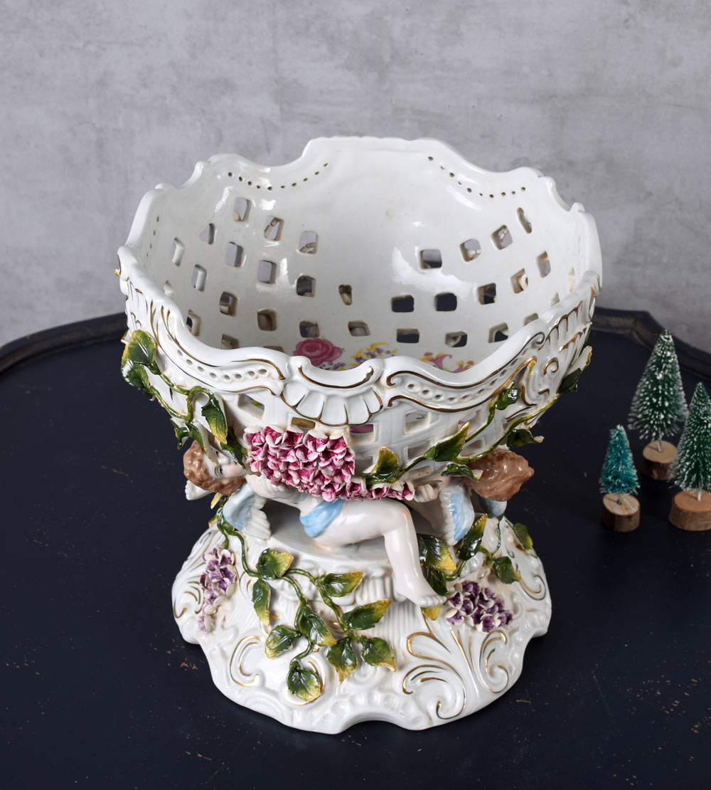 Tafelaufsatz PORZELLAN SCHALE Engel FIGUREN BAROCK PRUNKSCHALE