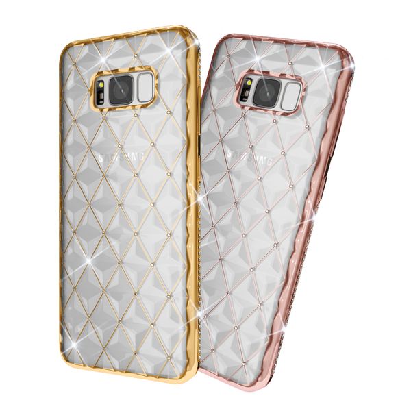 NALIA Handyhülle kompatibel mit Samsung Galaxy S8 Plus, Durchsichtiges Slim Silikon Case Strass Muster Metall-Optik, Dünne Schutz-Hülle Glitzer-Steine Bling Cover, Handy-Tasche Bumper NALIA Handyhülle kompatibel mit Samsung Galaxy S8 Plus, Durchsichtiges Slim Silikon Case Strass Muster Metall-Optik, Dünne Schutz-Hülle Glitzer-Steine Bling Cover, Handy-Tasche Bumper