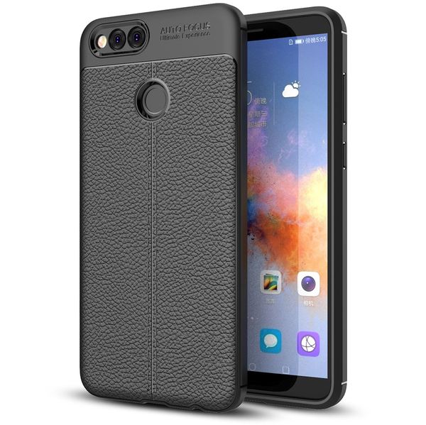 NALIA Leder-Look Handyhülle kompatibel mit Huawei Honor 7X, Ultra Slim Silikon Case Cover, Dünne Phone Schutzhülle, Stoßfeste Etui Handy-Tasche Back-Cover Bumper, TPU Gummihülle - Schwarz NALIA Leder-Look Handyhülle kompatibel mit Huawei Honor 7X, Ultra Slim Silikon Case Cover, Dünne Phone Schutzhülle, Stoßfeste Etui Handy-Tasche Back-Cover Bumper, TPU Gummihülle - Schwarz