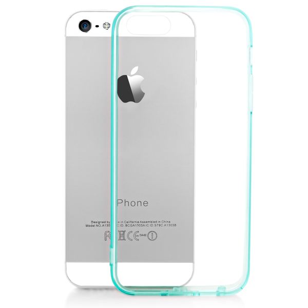 NALIA Handyhülle kompatibel mit iPhone SE 5 5S, Durchsichtiges Slim Silikon Case mit Transparenter Rückseite & Bumper, Crystal Schutz-Hülle Etui Dünn, Handy-Tasche Back-Cover - Transparent / Türkis NALIA Handyhülle kompatibel mit iPhone SE 5 5S, Durchsichtiges Slim Silikon Case mit Transparenter Rückseite & Bumper, Crystal Schutz-Hülle Etui Dünn, Handy-Tasche Back-Cover - Transparent / Türkis