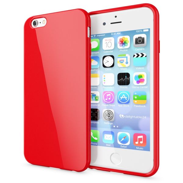 NALIA Handyhülle kompatibel mit iPhone 6 6S, Ultra-Slim TPU Silikon Jelly Case, Dünnes Cover Gummi Schutz-Hülle Skin, Etui Handy-Tasche Telefon-Schale Thin-Fit Back-Cover Smart-Phone Bumper - Rot NALIA Handyhülle kompatibel mit iPhone 6 6S, Ultra-Slim TPU Silikon Jelly Case, Dünnes Cover Gummi Schutz-Hülle Skin, Etui Handy-Tasche Telefon-Schale Thin-Fit Back-Cover Smart-Phone Bumper - Rot