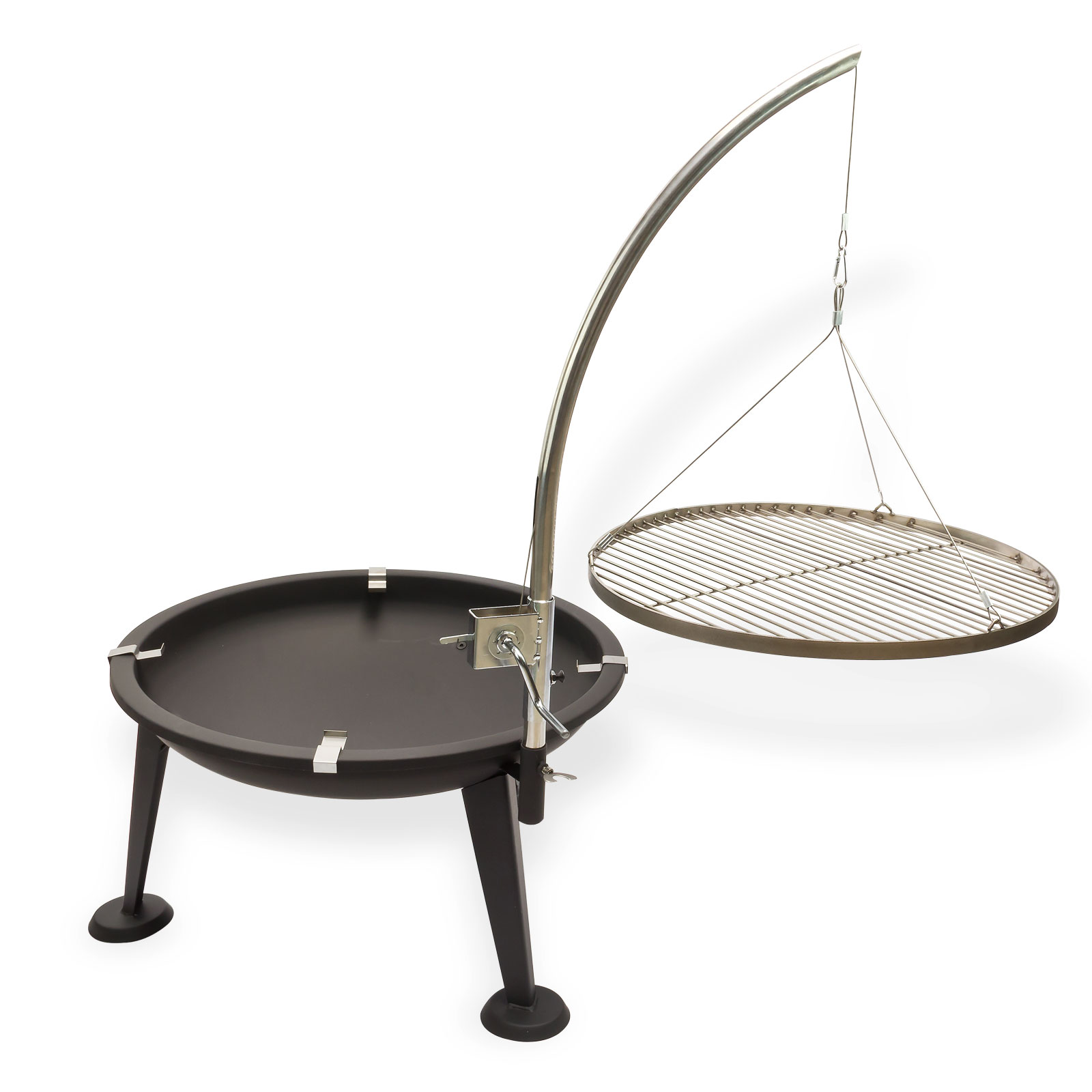 Rundgrill OREGON Ø 55cm Edelstahl Schwenkgrill mit Kurbel Dreibein