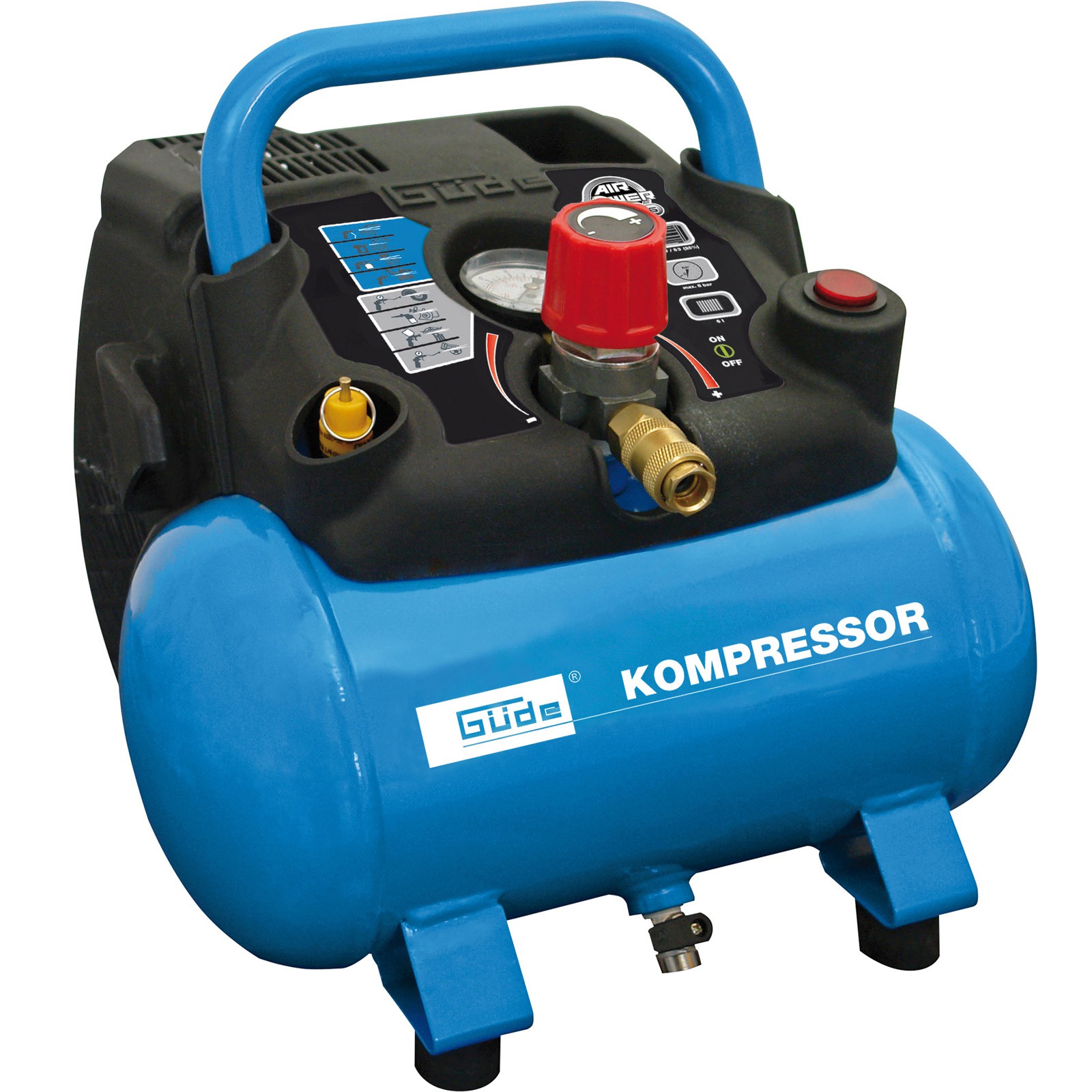 Druckluft Kompressor Mobil Ölfrei Elektrisch Kompakt 6tlg. Druckluft