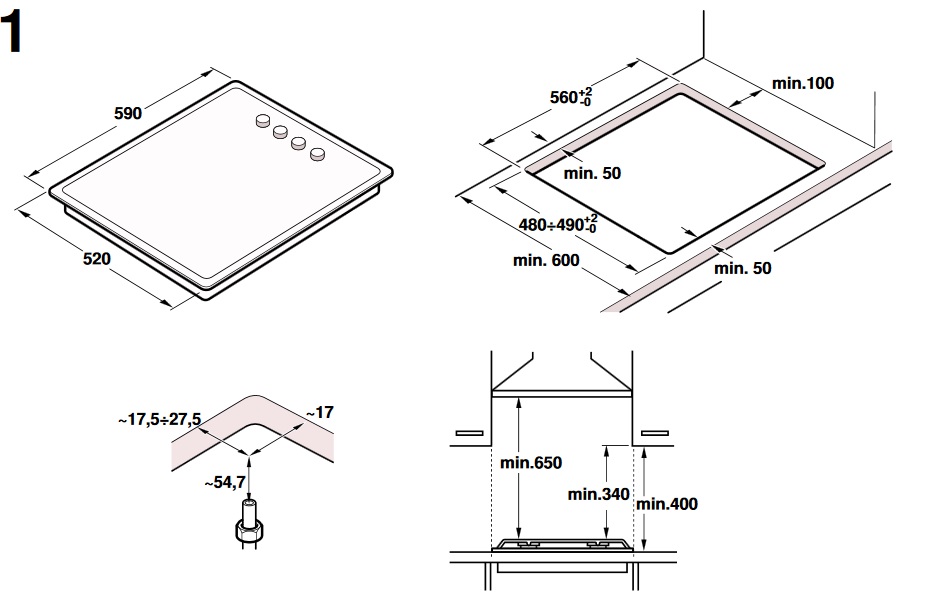 Bosch Gas Hob Black 23 5/8in Autark Glass 4 Lamps Gas Cooktop POH6B6B10