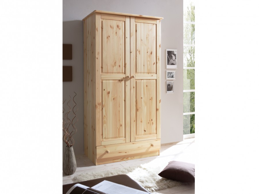 Kleiderschrank 2 Turig Moritz Kiefer Massiv Natur Massivmoebel24 Com Mobel Aus Massivholz Gunstig Online Kaufen Kostenloser Versand