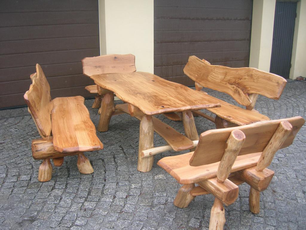 naturholz im garten, massivholz sitzgruppe eiche für den garten - langer tisch aus holz, Design ideen