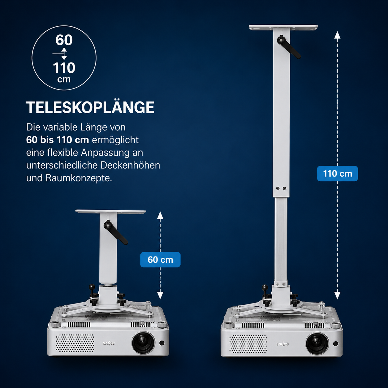 Teleskop Beamerhalterung 60 bis 110 cm