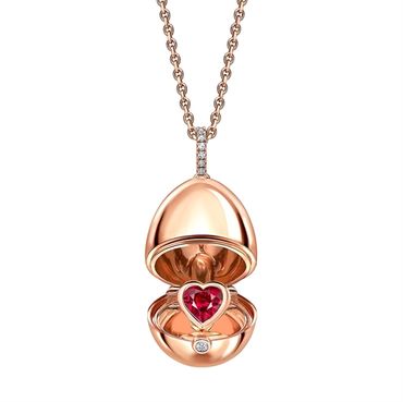 Fabergé Essence Medaillon aus Rotgold mit Rubin-Herzüberraschung