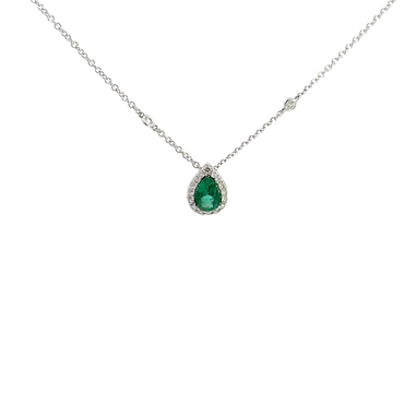 WEIßGOLD KETTE SMARAGD TROPFEN