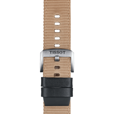 ORIGINAL TISSOT TEXTILARMBAND MIT LEDERELEMENTEN BEIGE BANDANSTOSS 22 MM