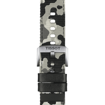 ORIGINAL TISSOT TEXTILARMBAND MIT LEDERELEMENTEN CAMOUFLAGE BANDANSTOSS 22 MM