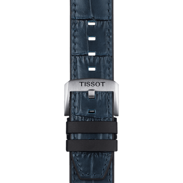 ORIGINAL TISSOT LEDERARMBAND MIT KAUTSCHUKELEMENTEN BLAU BANDANSTOSS 22 MM