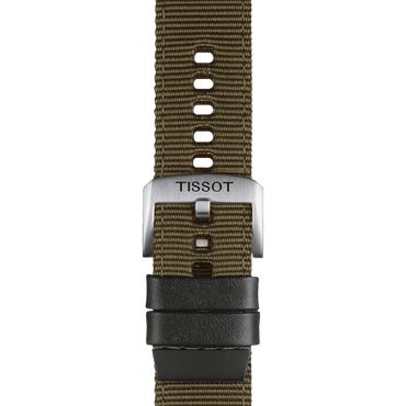  Original Tissot Textilarmband mit Lederelementen khaki Bandanstoß 22 mm