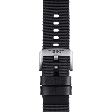 ORIGINAL TISSOT TEXTILARMBAND MIT LEDERELEMENTEN SCHWARZ BANDANSTOSS 22 MM