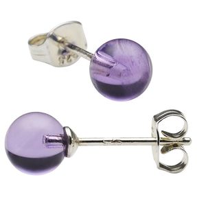 Ohrstecker Stecker mit Amethyst flieder 6mm 925 Silber rhodiniert Ohrschmuck Damen