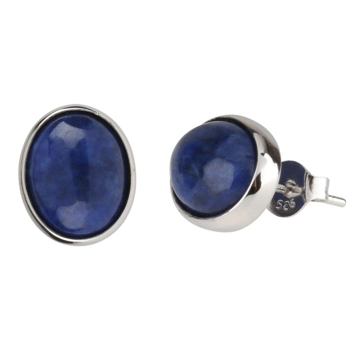 Ohrstecker aus Lapis-Lazuli und 925 Silber oval