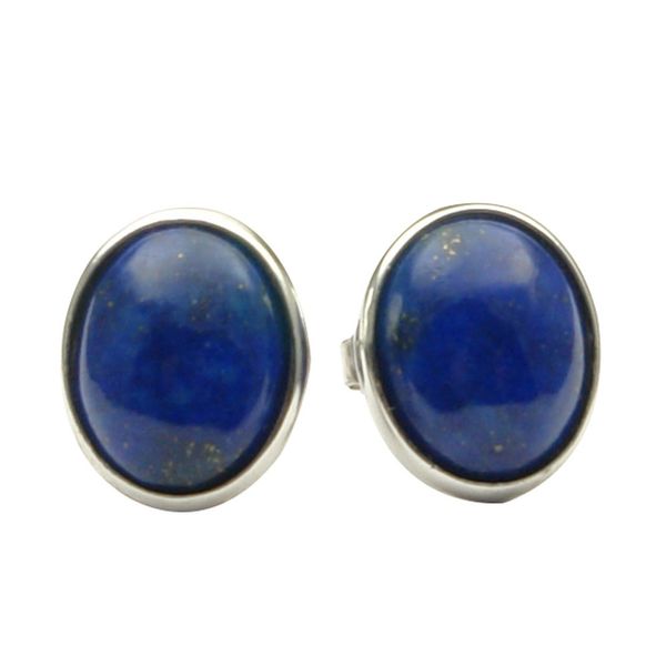 Ohrstecker aus Lapis-Lazuli und 925 Silber oval