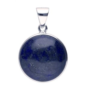 Anhänger Edelstein Lapis-Lazuli blau 925 Silber rhodiniert rund mit Wölbung schlicht