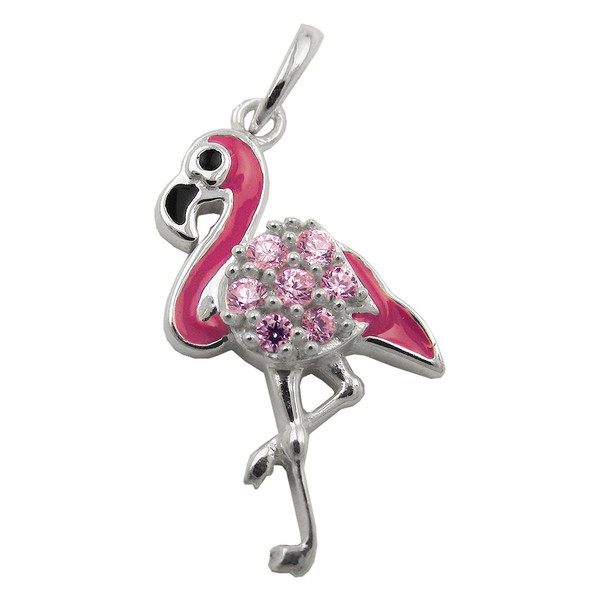 Anhänger Kinder rosa Flamingo Zirkonia 925 Silber