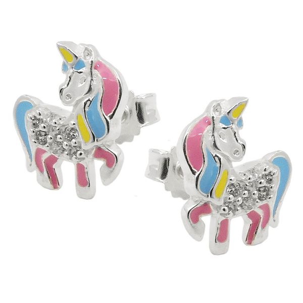 Ohrstecker Kinder Einhorn Zirkonia 925 Silber