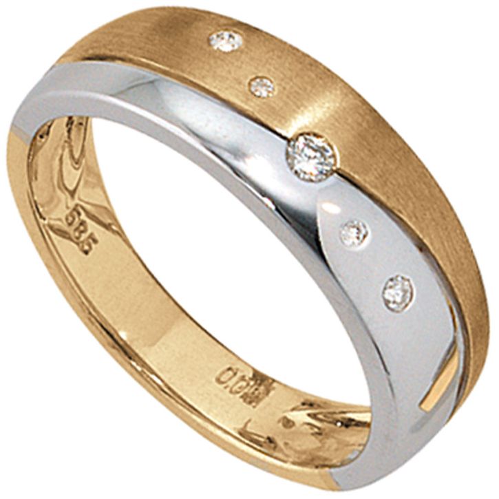 Ring mit Diamanten und 585 Gold gelb und weiß